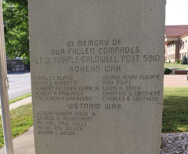 IN MEMORY OF OUR FALLEN COMRADES WAR MEMORIAL BACK