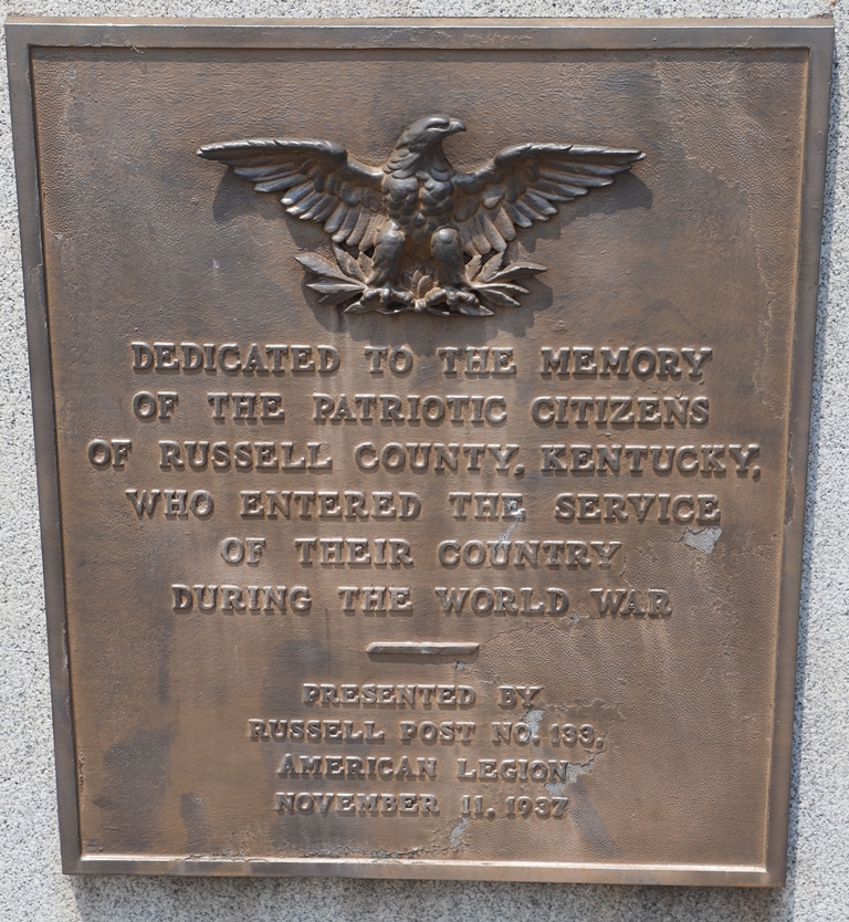 RUSSELL COUNTY WORLD WAR MEMORIAL PLAQUE