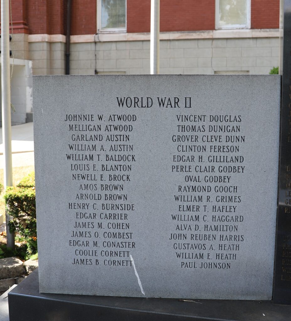 LINCOLN COUNTY WAR VETERANS MEMORIAL LEFT STONE