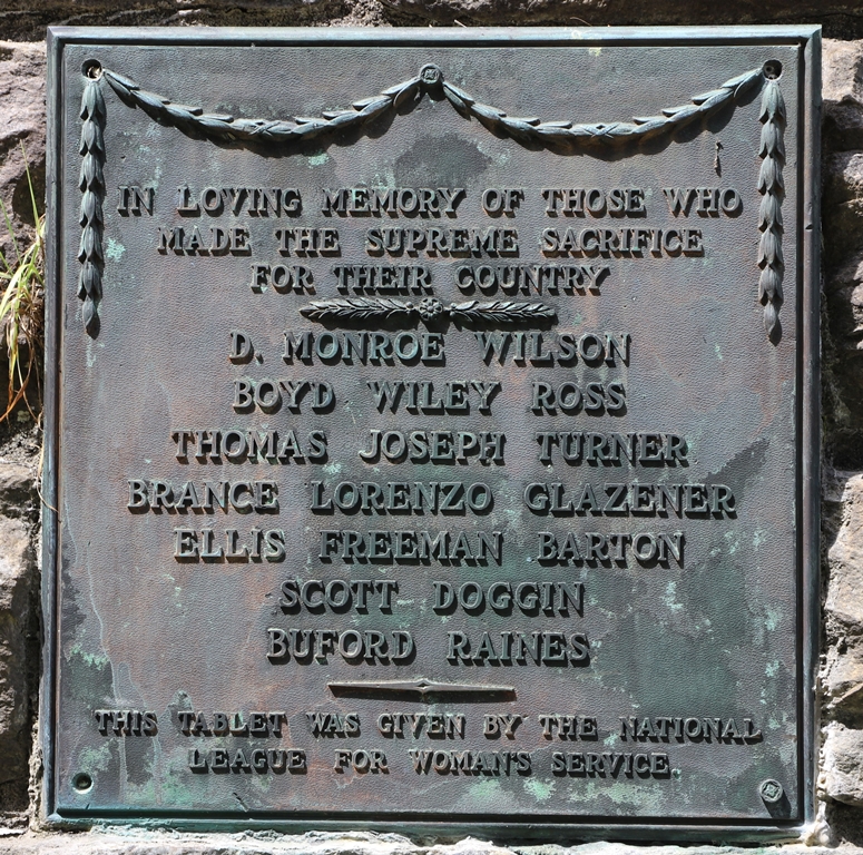 TRANSYLVANIA COUNTY SUPREME SACRIFICE MEMORIAL PLAQUE