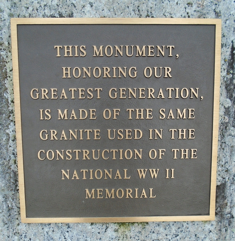 MATAMORAS THE GREATEST GENERATION WAR MEMORIAL PLAQUE