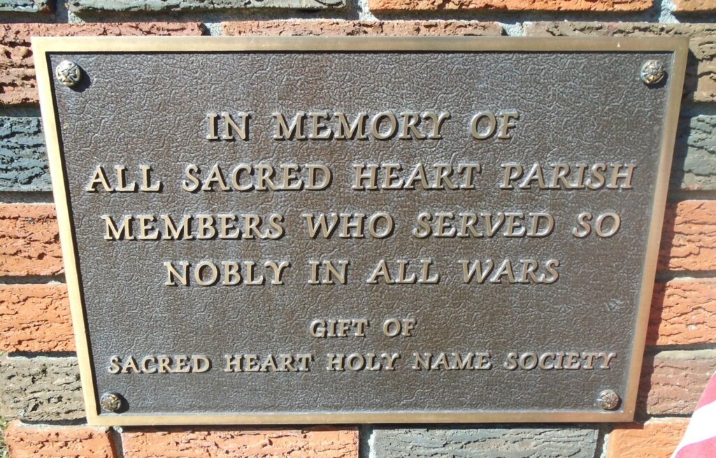 SACRED HEART PARISH VETERANS MEMORIAL PLAQUE