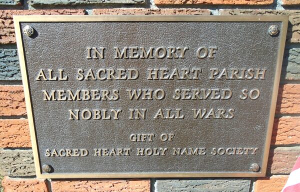 SACRED HEART PARISH VETERANS MEMORIAL PLAQUE