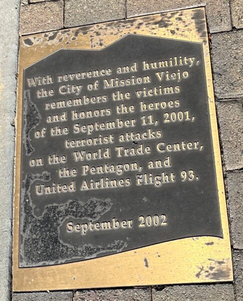 MISSION VIEJO SEPTEMBER 11, 2001 MEMORIAL PLAQUE