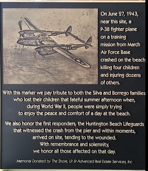 P-38 FIGHTER PLANE CRASH MEMORIAL PLAQUE