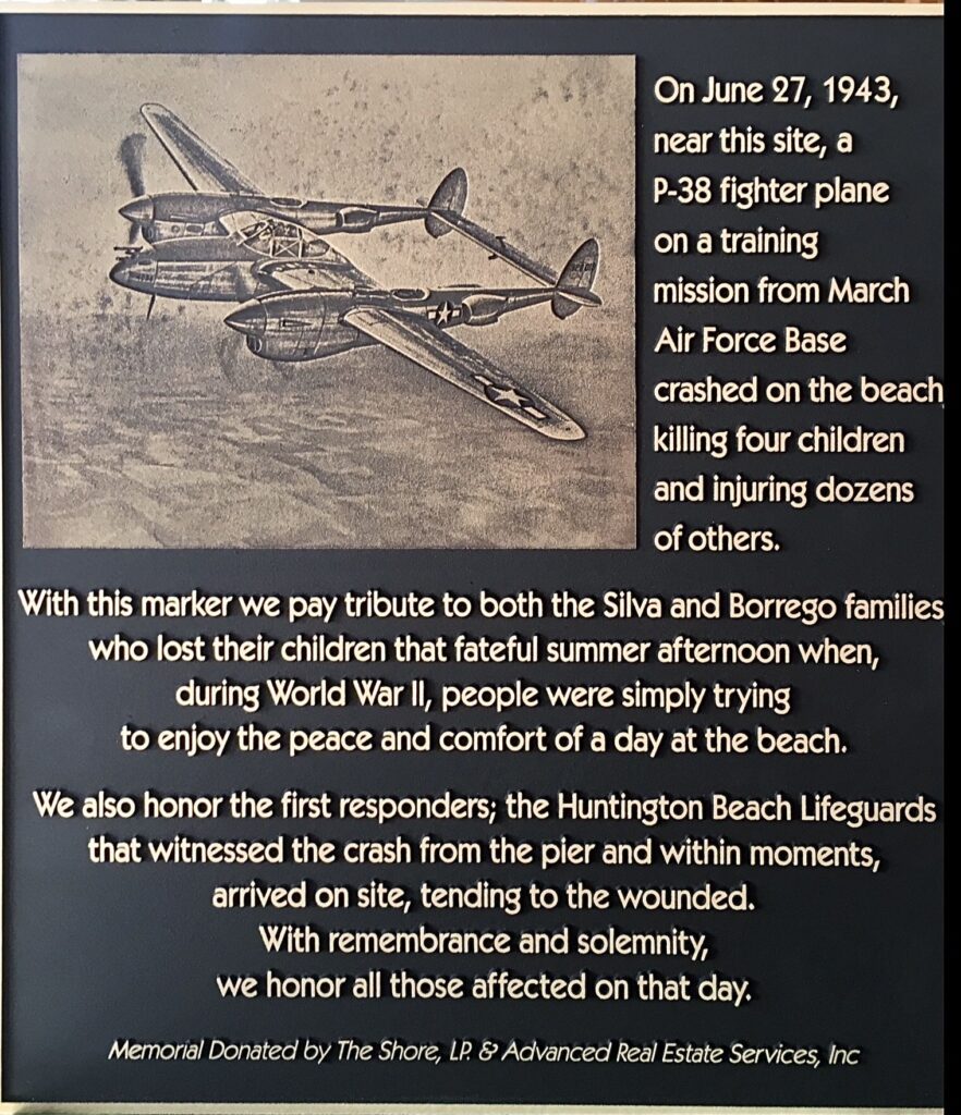 P-38 FIGHTER PLANE CRASH MEMORIAL PLAQUE