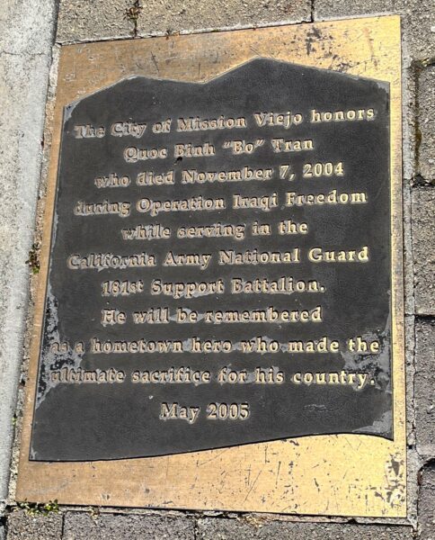 QUOC BINH “BO” TRAN WAR MEMORIAL PLAQUE