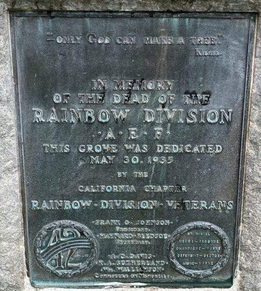 IN MEMORY DEAD OF THE RAINBOW DIVISION MEMORIAL PLAQUE