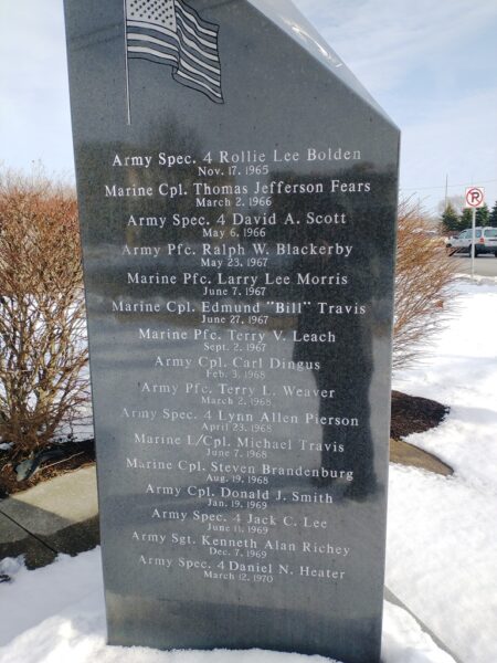 GRANT COUNTY VIETNAM VETERANS MEMORIAL SIDE B
