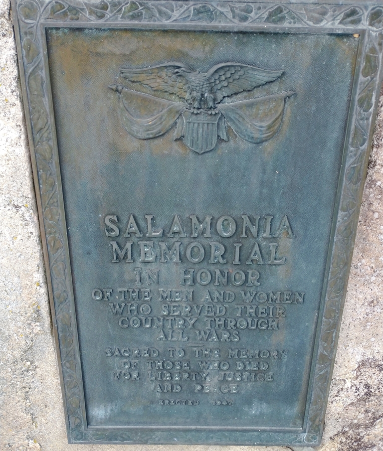 SALAMONIA MEMORIAL PLAQUE