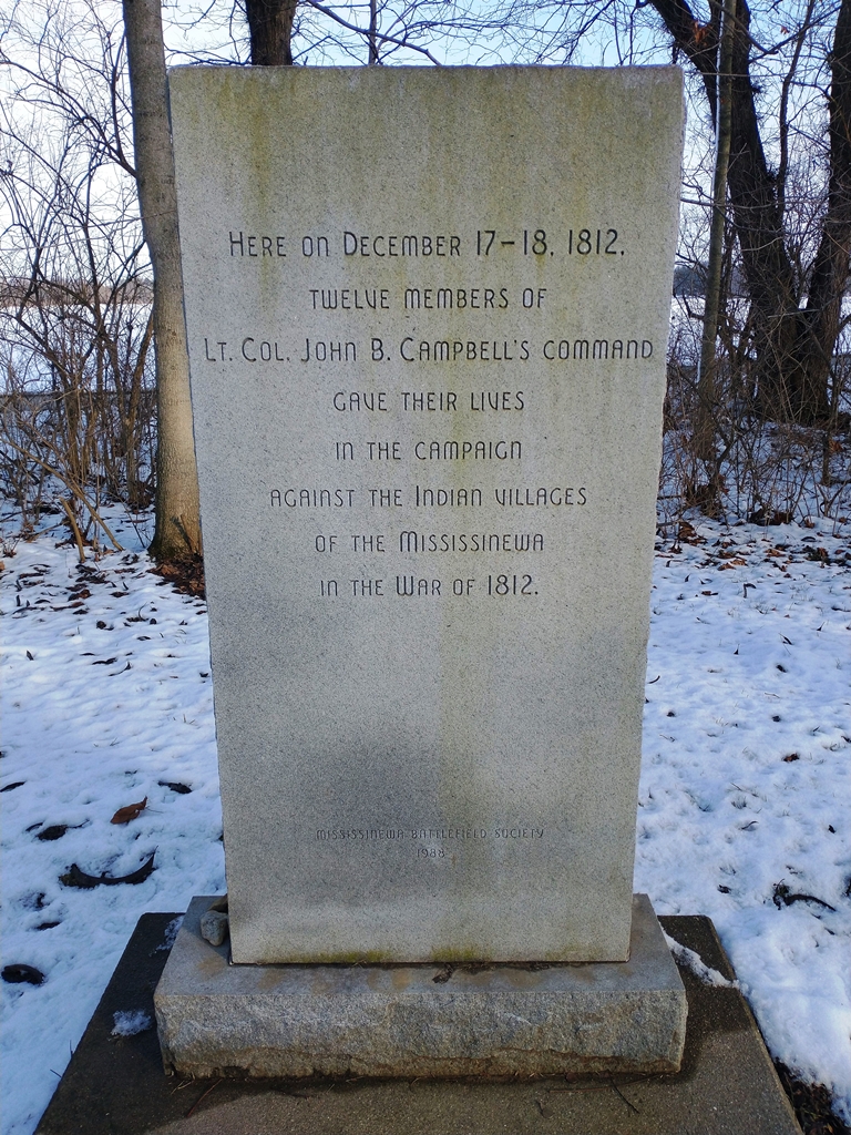 HERE ON DECEMBER 17-18, 1812 WAR MEMORIAL