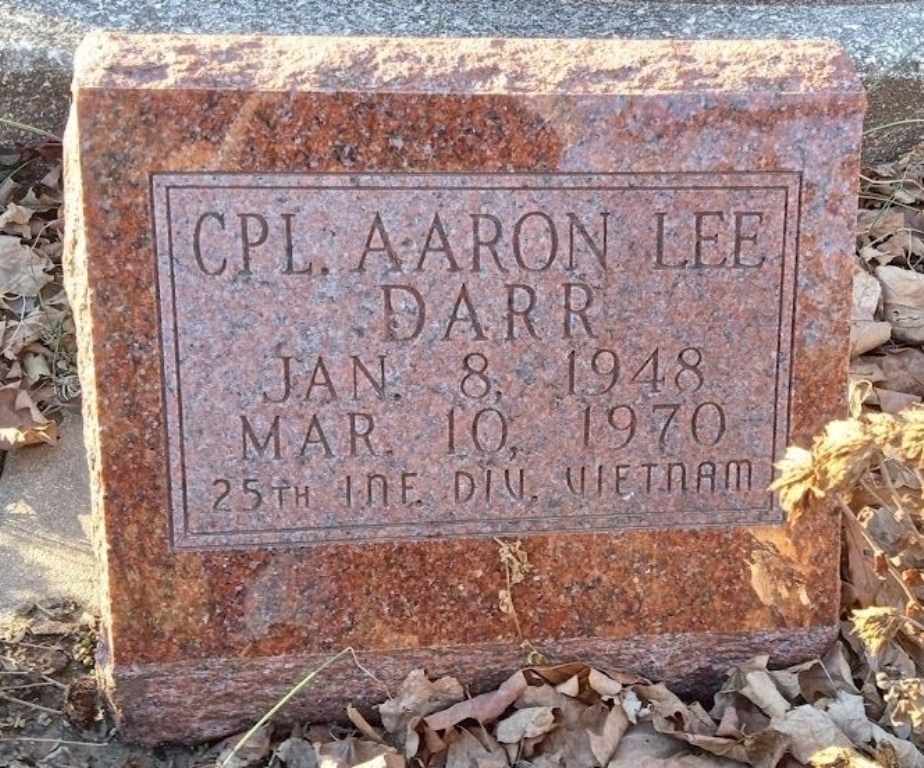CPL. AARON DARR WAR MEMORIAL STONE