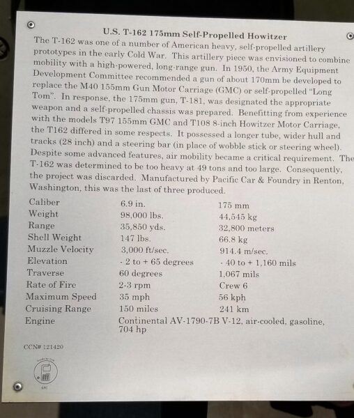 U.S. T-162 172MM SELF-PROPELLED HOWITZER MEMORIAL PLAQUE