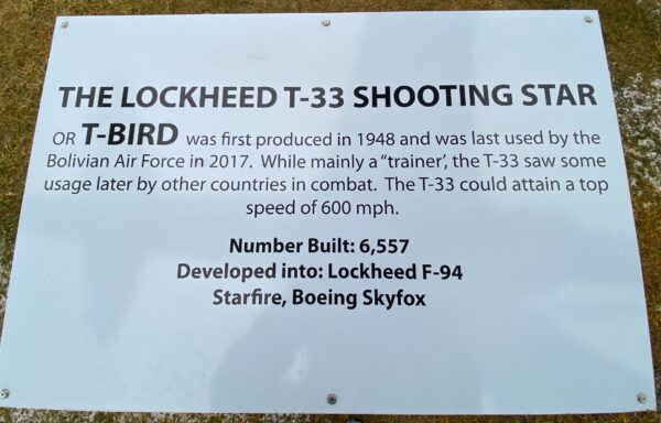 THE LOCKHEED T-33 SHOOTING STAR MEMORIAL AIRCRAFT PLAQUE