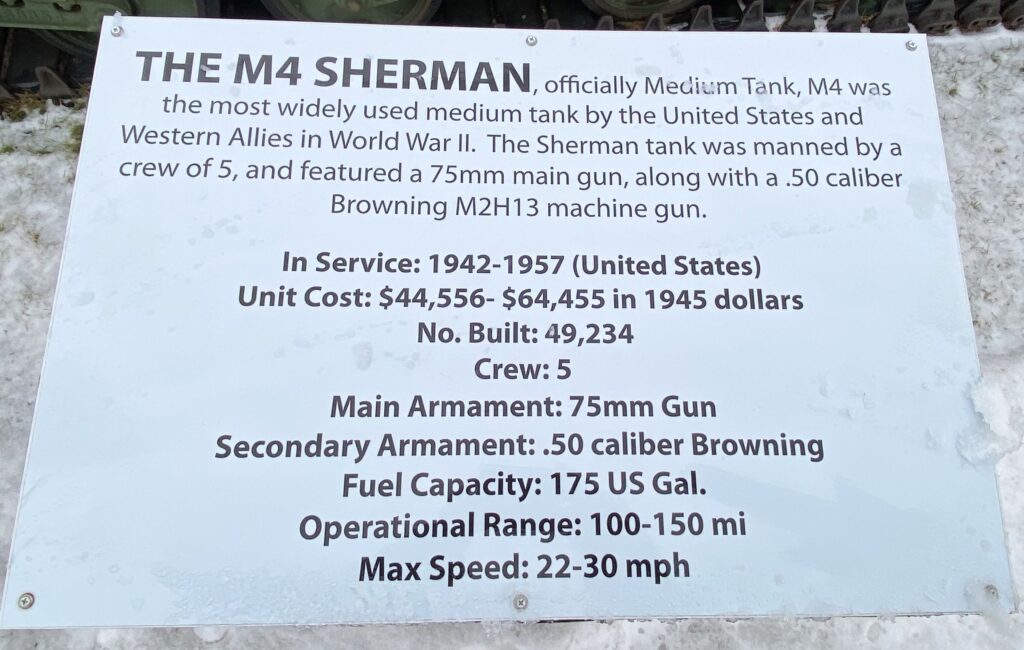 THE M4 SHERMAN TANK MEMORIAL PLAQUE