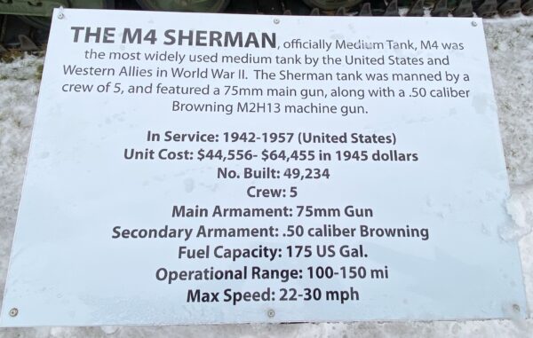 THE M4 SHERMAN TANK MEMORIAL PLAQUE