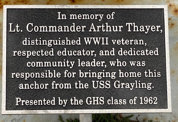 SUBMARINE U.S.S. GRAYLING WAR MEMORIAL ANCHOR PLAQUE B