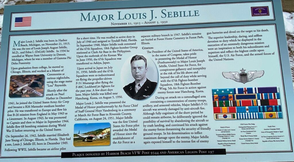 MAJOR LOUIS J. SEBILLE MEDAL OF HONOR WAR MEMORIAL PLAQUE