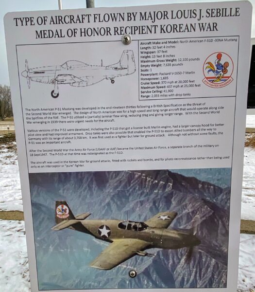 TYPE OF AIRCRAFT FLOWN BY MAJOR LOUIS J. SEBILLE MEDAL OF HONOR MEMORIAL PLAQUE