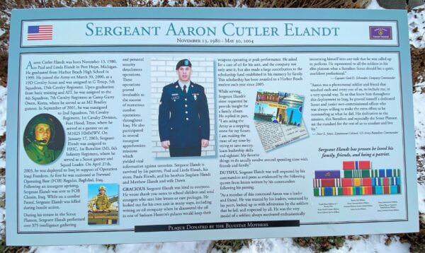 SERGEANT AARON CUTLER ELANDT WAR MEMORIAL PLAQUE