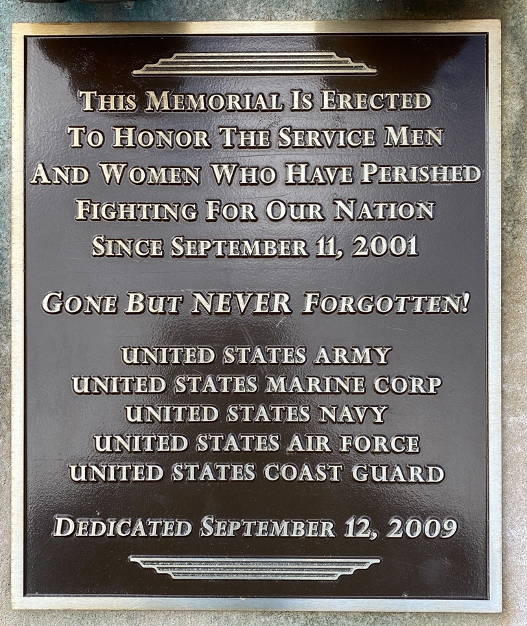 POST SEPTEMBER 11, 2001 WAR MEMORIAL PLAQUE A