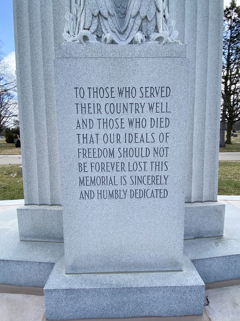 EVERGREEN CEMETERY VETERANS MEMORIAL STONE A