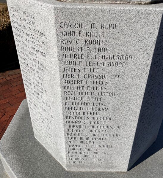 FREDERICK COUNTY WORLD WAR II MEMORIAL SIDE C