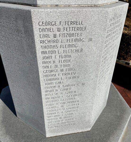 FREDERICK COUNTY WORLD WAR II MEMORIAL SIDE A