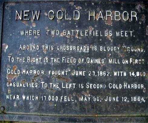 NEW COLD HARBOR WAR MEMORIAL PLAQUE