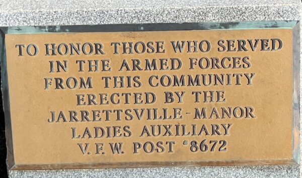 JARRETTSVILLE TO HONOR THOSE WHO SERVED MEMORIAL  PLAQUE