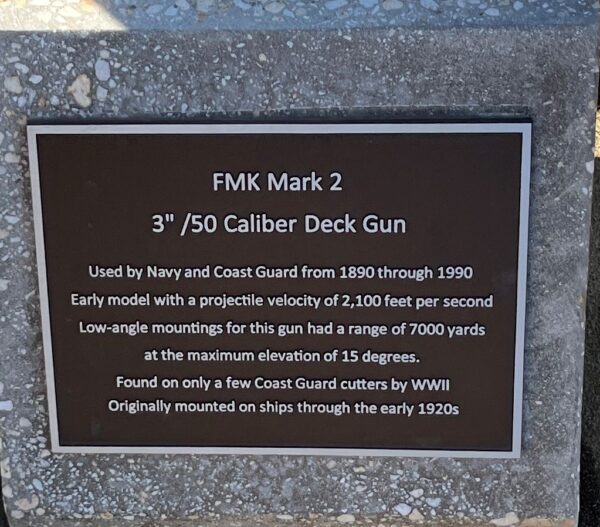FMK MARK 2 3″/50 CALIBER DECK GUN MEMORIAL PLAQUE
