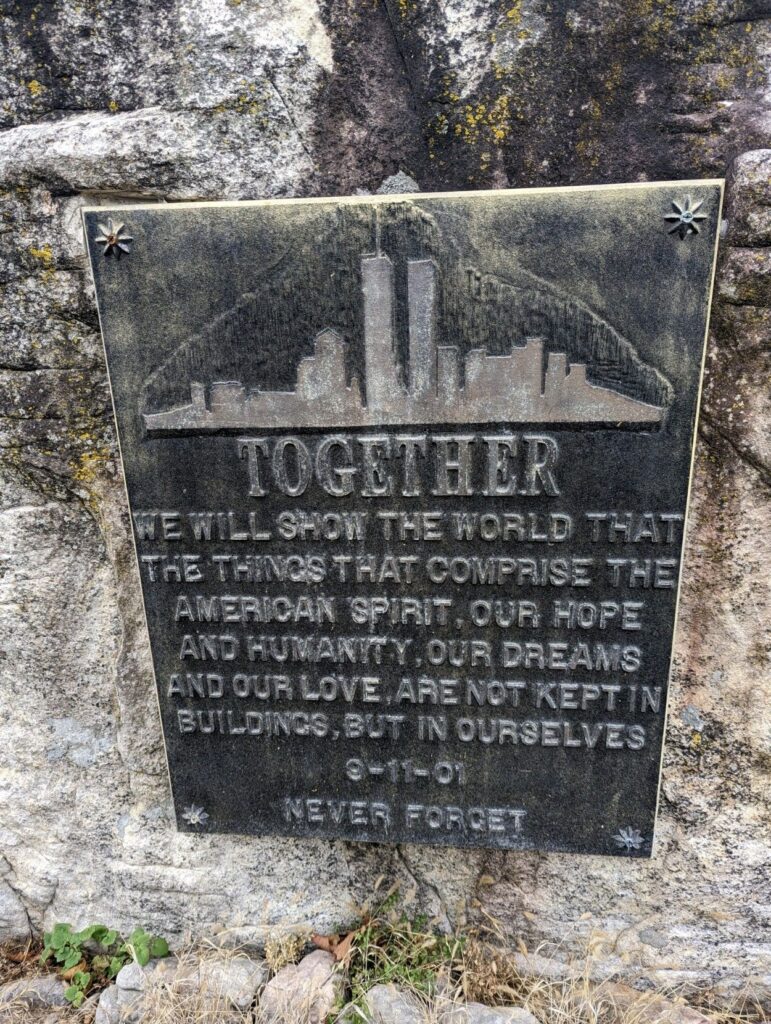 TOGETHER 9-11-01 MEMORIAL PLAQUE