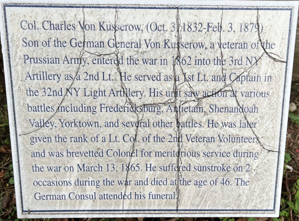 COL. CHARLES VON KUSSEROW WAR MEMORIAL STONE