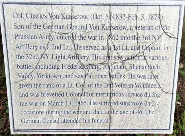 COL. CHARLES VON KUSSEROW WAR MEMORIAL STONE