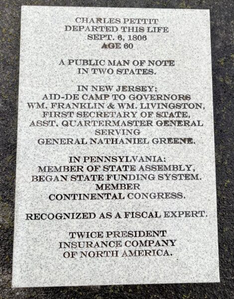 CHARLES PETTIT REVOLUTIONARY WAR MEMORIAL STONE