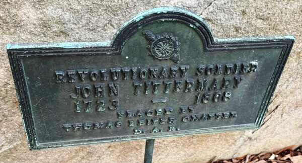 REVOLUTIONARY SOLDIERS JOHN TITTERMAY MEMORIAL PLAQUE