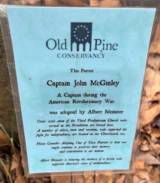 CAPTAIN JOHN MCGINLEY REVOLUTIONARY WAR MEMORIAL PLAQUE