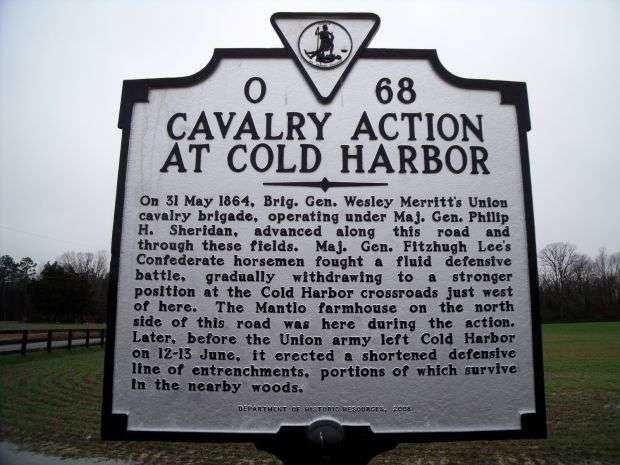 CAVALRY ACTION AT COLD HARBOR MEMORIAL MARKER