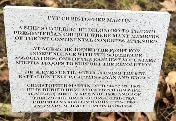 PVT CHRISTOPHER MARTIN REVOLUTIONARY WAR MEMORIAL STONE