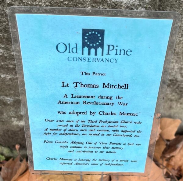 LT THOMAS MITCHELL REVOLUTIONARY WAR MEMORIAL PLAQUE
