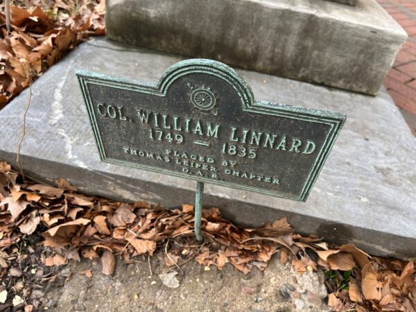 COL. WILLIAM LINNARD REVOLUTIONARY WAR MEMORIAL PLAQUE