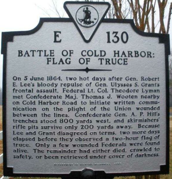 BATTLE OF COLD HARBOR WAR MEMORIAL MARKER