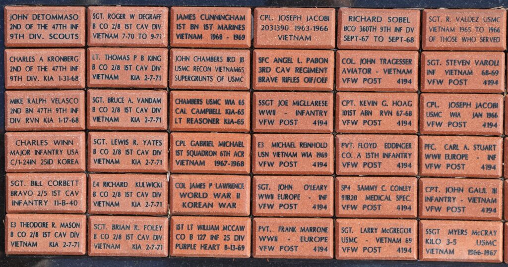 JENSEN BEACH COMBAT WOUNDED VETERANS MEMORIAL BRICK SECTION A