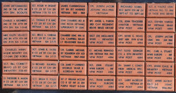 JENSEN BEACH COMBAT WOUNDED VETERANS MEMORIAL BRICK SECTION A