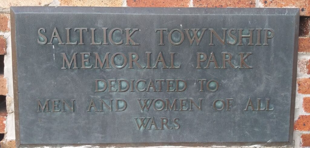 SALTLICK TOWNSHIP VETERANS MEMORIAL PARK PLAQUE