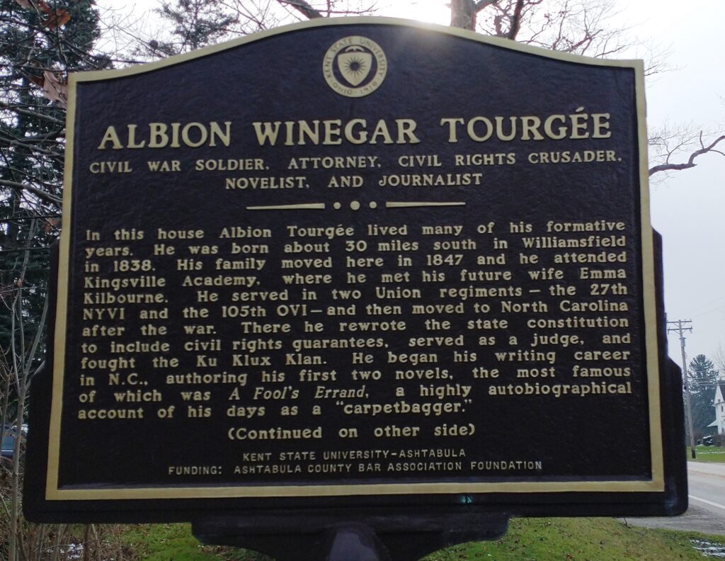 ALBION WINEGAR TOURGEE WAR MEMORIAL MARKER