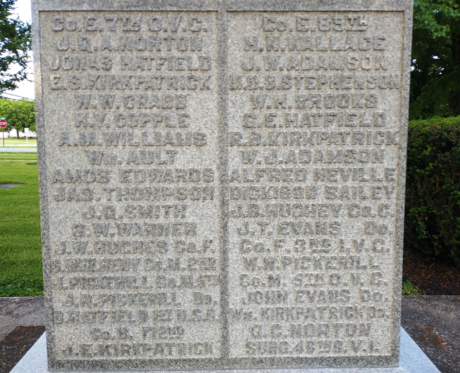 DECATUR CIVIL WAR MEMORIAL HONOR ROLL STONE D