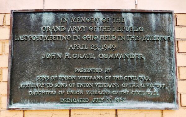 LAST G.A.R. POST MEETING INH OHIO MEMORIAL PLAQUE