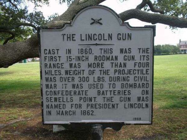 THE LINCOLN GUN WAR MEMORIAL CANNON PLAQUE