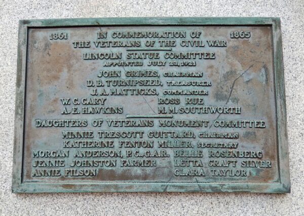 IN COMMEMORATION OF VETERANS OF THE CIVIL WAR MEMORIAL PLAQUE